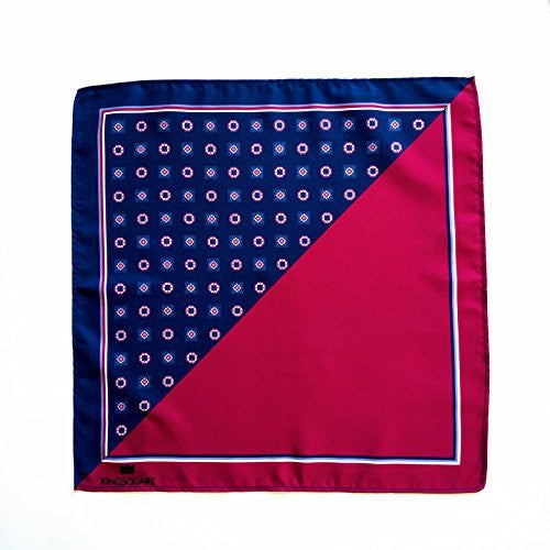 Kingsquare Men's Pocket Square, red/blue tone