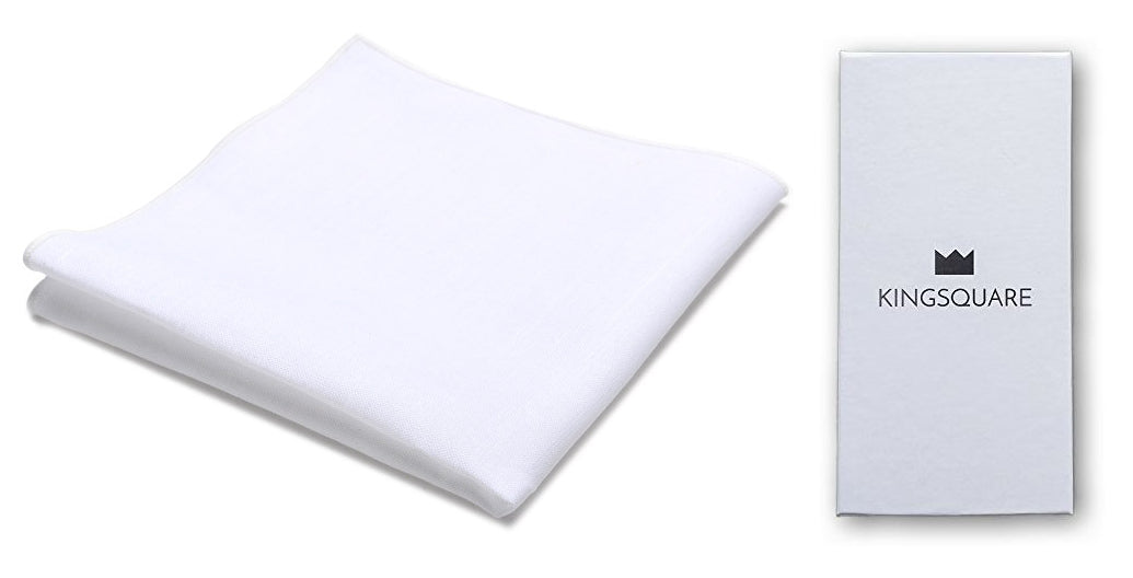 White Cotton Pocket Square Handkerchief with Gift Box