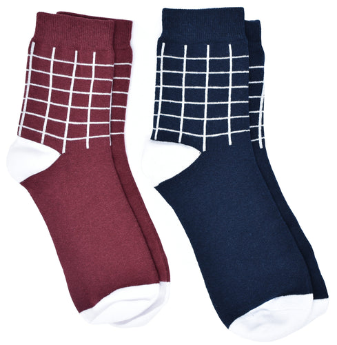 Kingsquare Men's Socks Set, Wine Red and Navy Blue