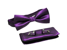 Kingsquare Bow tie, pocket square, and cufflinks 3pcs matching set