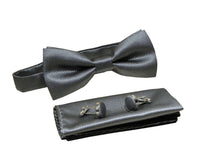Kingsquare Bow tie, pocket square, and cufflinks 3pcs matching set