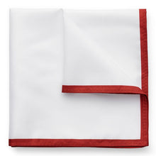 Kingsquare 100% Silk Pocket Square White with Border and Gift Box