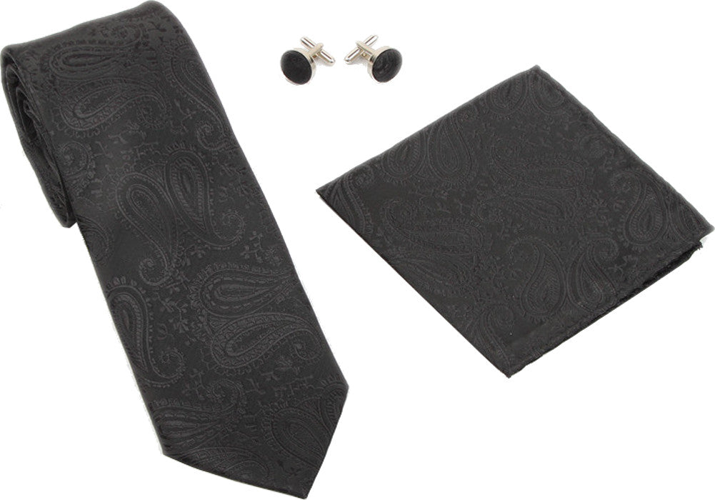 Kingsquare Paisley Tie, Pocket Square, Cufflinks Set