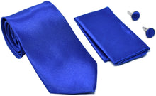 Kingsquare Solid Color Men's Tie, Pocket Square, and Cufflinks matching set