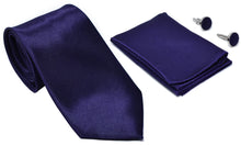 Kingsquare Solid Color Men's Tie, Pocket Square, and Cufflinks matching set